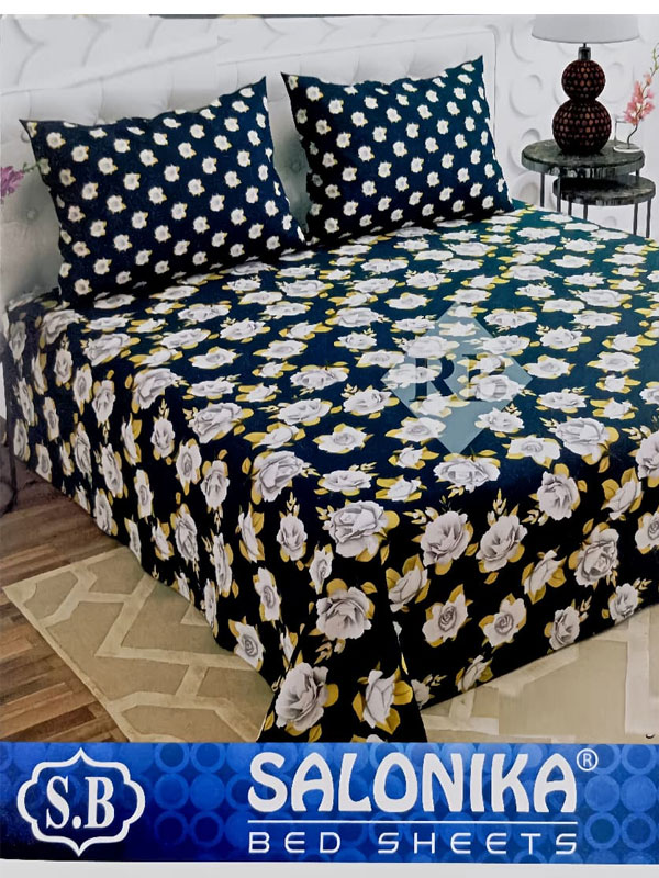 Salonika 3 Piece Cotton Rose Flower Bed sheet Printed King Size Double