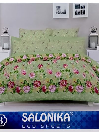 Salonika 3 Piece Cotton Floral Printed King Size Double Bed sheet