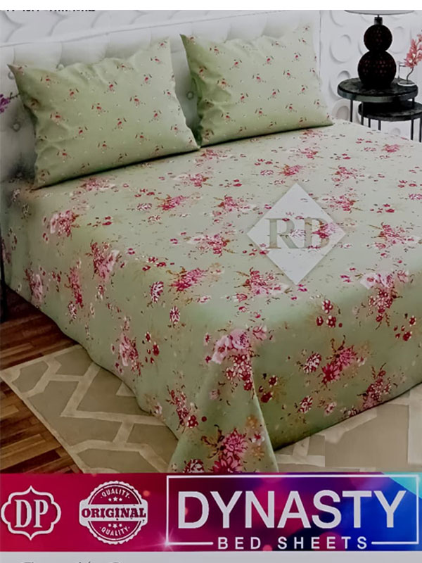 Dynasty 3 Piece Cotton Disty Floral Print King Size Double Bed sheet3 Piece Cotton Disty Floral Print King Size Double Bed sheet