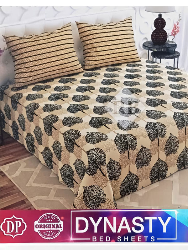 Dynasty 3 Piece Cotton Forest Tree Print Bed sheet King Size