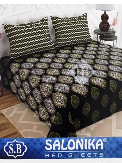 Salonika 3 Piece Cotton Medallion Geometric Printed Bed sheet King Size Double