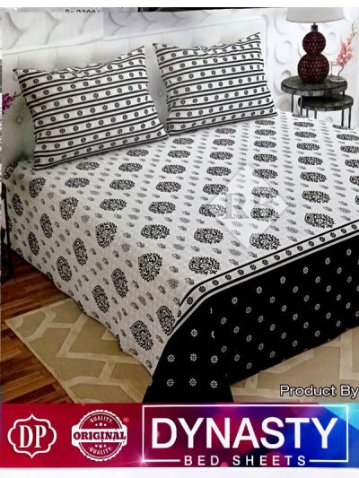 Dynasty 3 Piece Cotton Paisley Motif Block Print Bed sheet King Size Double