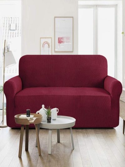5 Seater Jersey Sofa Covers Protector Slipcover - Maroon (3+1+1 Standard Size)