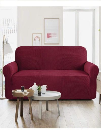 Jersey Sofa Covers Protector Slipcover - 7 Seater Standard Size - Maroon 3+2+1+1