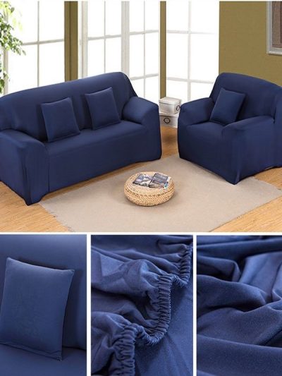 5 Seater Stretch Fitted Sofa Cover Standard Size - Dark Blue (3+1+1)