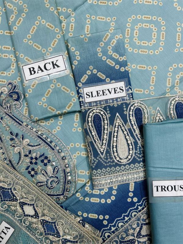 Heavy Embroidered Lawn Printed Dress With 4-Sided Chiffon Embroidered Dupatta (Unstitched) (ST441) - Image 3