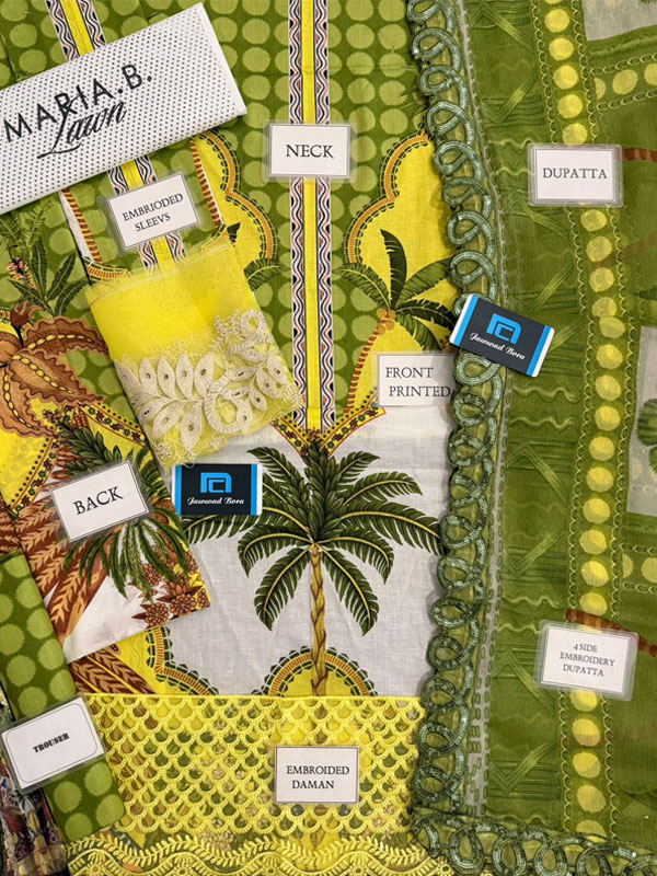 Maria.B MPrints Embroidered Lawn Unstitched 3Pc Suit (ST448) - Image 2