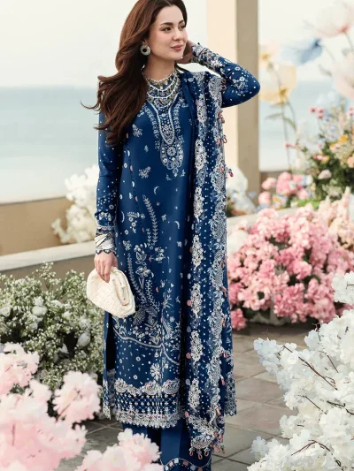 Qalamkar Embroidered Lawn 3pc with Embroidered Net dupatta (ST437)