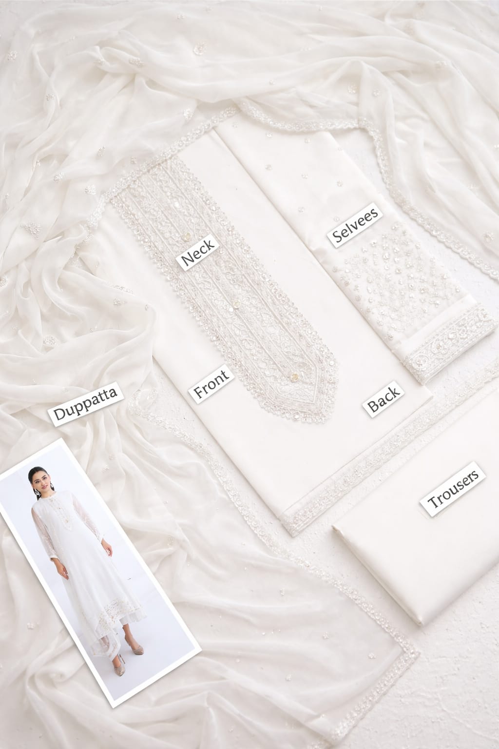 Decent Luxurious Chiffon Heavy Embroidered Party Wear Dress with 4-Sided Embroidered Chiffon Dupatta (Unstitched) (ST429) - Image 4