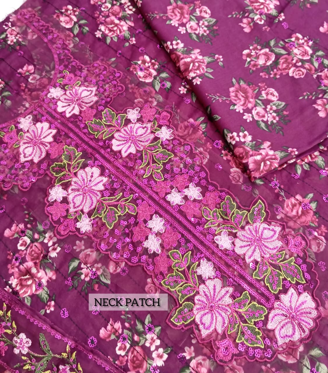 Iznik Luxury Printed Embroidered Lawn Dress with 4-Sided Embroidered Chiffon Dupatta (Unstitched) (ST445) - Image 3