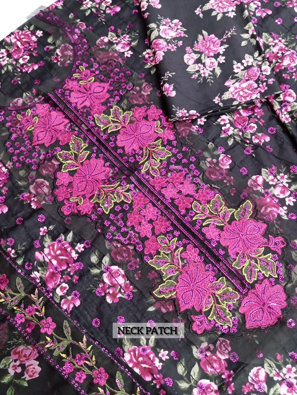 Iznik Luxury Printed Embroidered Lawn Dress with 4-Sided Embroidered Chiffon Dupatta (Unstitched) (ST446) - Image 3