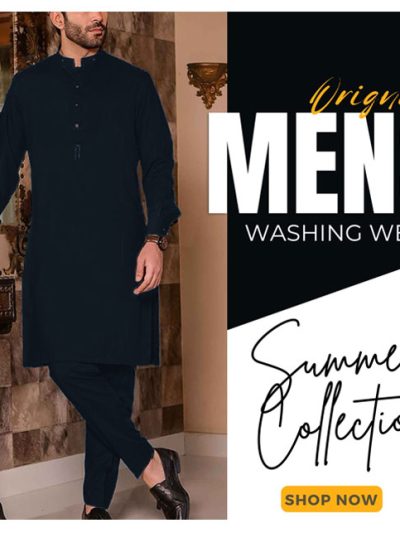 Black Orignal Wash n Wear Men's Shalwar Kameez For Mens Unstitched (ST-MSK-67)
