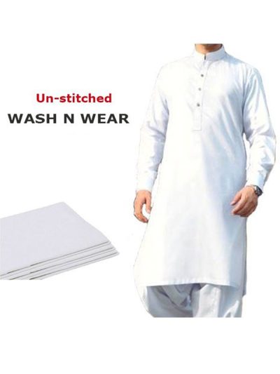Original Wash n Wear White Men's Shalwar Kameez Unstitched (MSK-10)