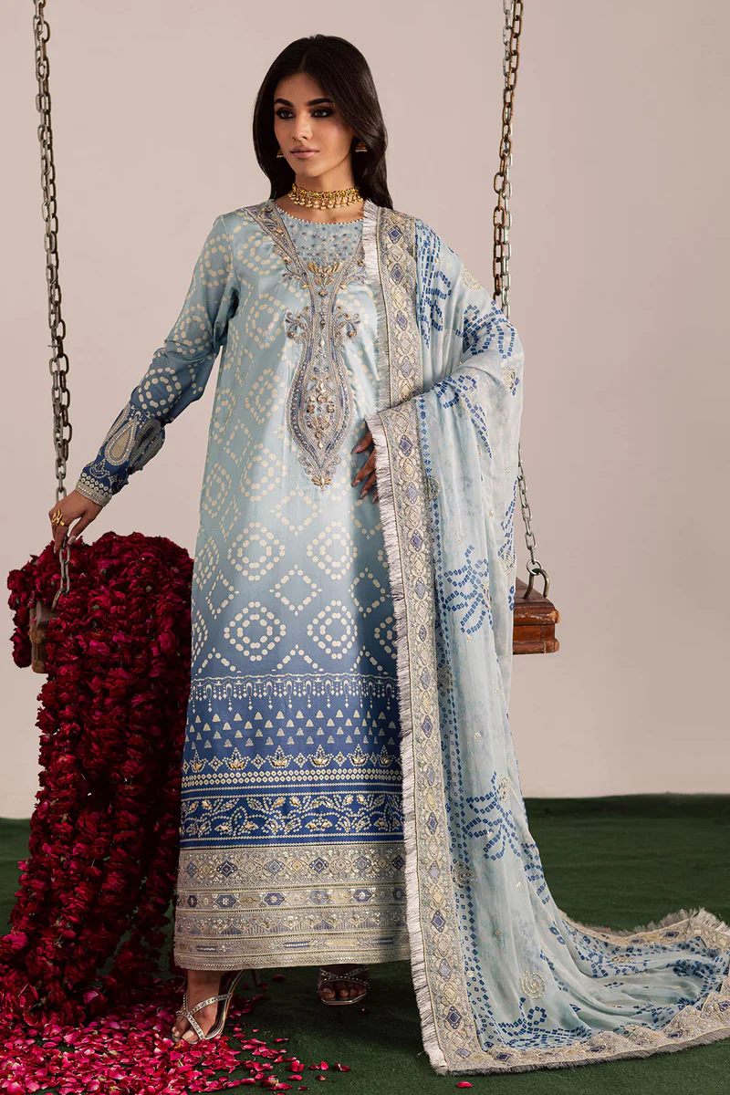 Heavy Embroidered Lawn Printed Dress With 4-Sided Chiffon Embroidered Dupatta (Unstitched) (ST441)
