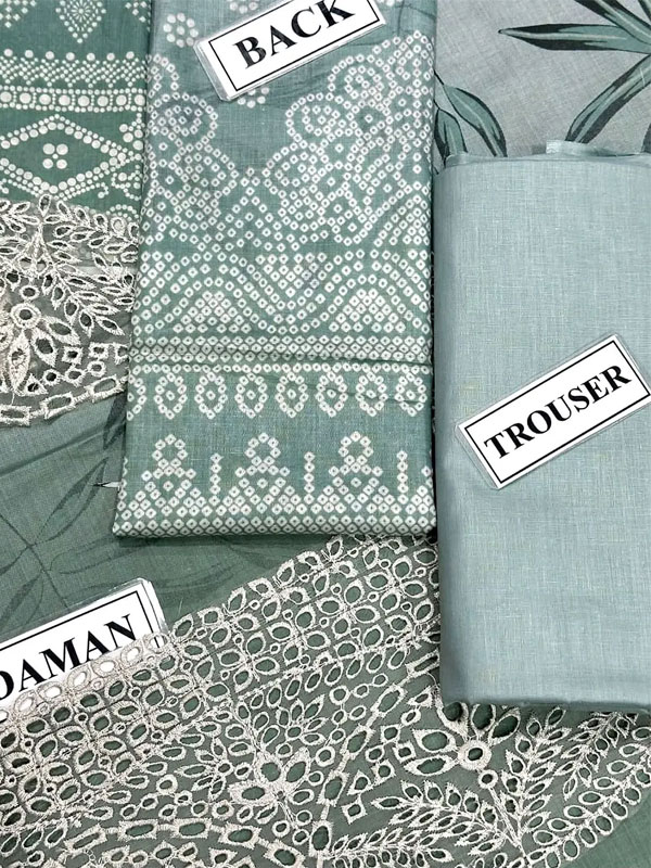 Elegant Embroidered Lawn Dress with 4-Side Emb. Chiffon Dupatta (Unstitched) (ST460) - Image 3