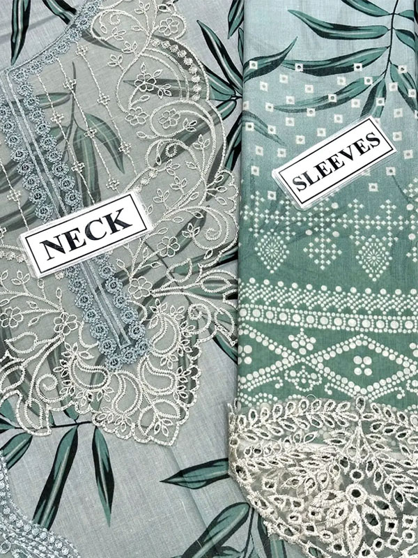 Elegant Embroidered Lawn Dress with 4-Side Emb. Chiffon Dupatta (Unstitched) (ST460) - Image 4