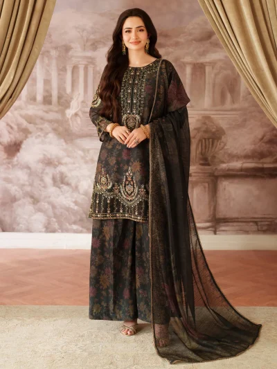 Mohangi Lawn Heavy Embroidered Dress With 4-Sided Chiffon Embroidered Dupatta (Unstitched) (ST453)
