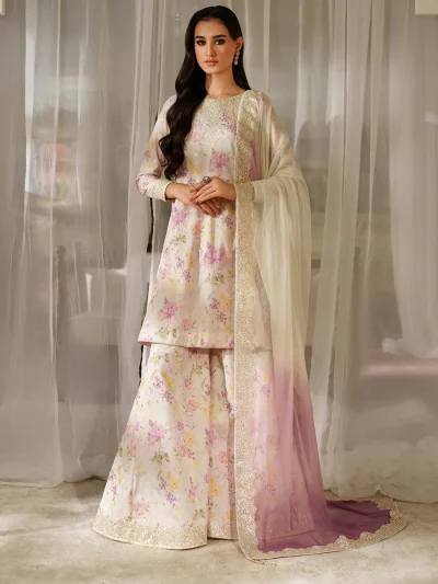 Iznik Luxury Printed Lawn Embroidered Dress With Tie & Die Chiffon Embroidered Dupatta (Unstitched) (ST463)