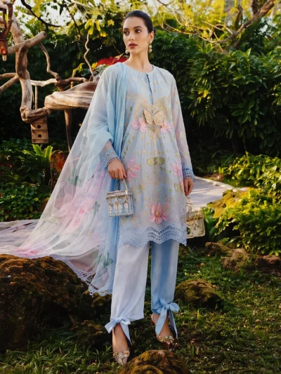MARIA B Lawn Heavy Embroidered Butter Fly Design Dress With Chiffon Embroidered Dupatta (Unstitched) (ST478)
