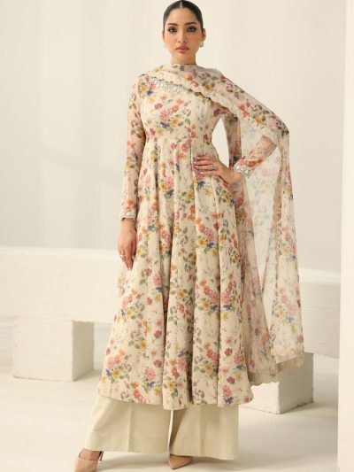 BAROOQUE Premium Lawn Dress With Chiffon Dupatta