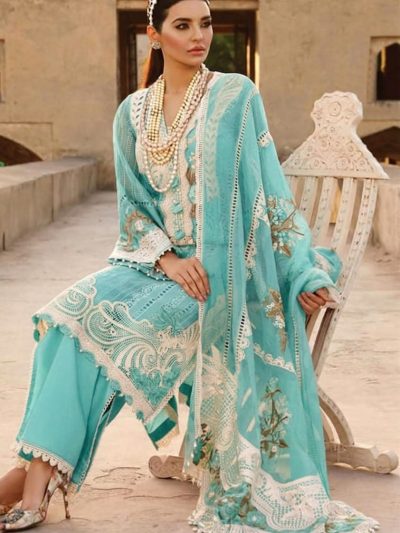 Elegant Lawn Chckenkari Heavy Embroidered Dress With Chiffon Heavy Embroidered Dupatta (Unstitched) (ST477)