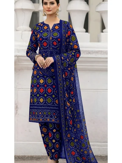 Digital Printed Chunri Lawn Dress With Printed Chiffon Dupatta (Unstitched) (ST477)