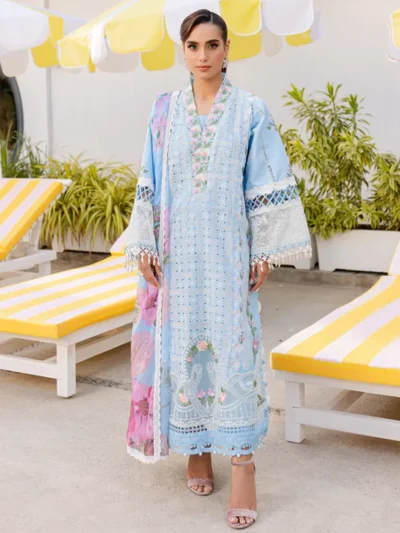 Lawn Heavy Embroidered Dress Printed Banadora Dupatta (Unstitched) (ST469)