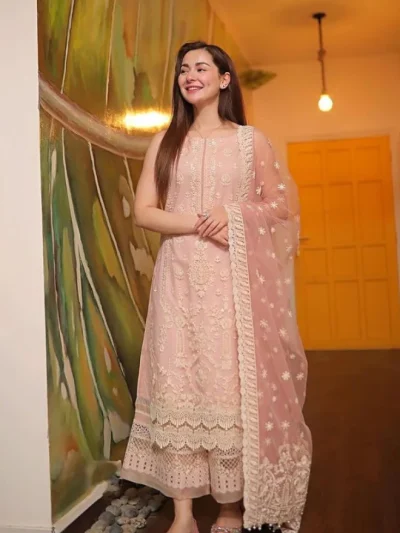 Premium Lawn Heavy Embroidered Dress Organza Embroidered Dupatta (Unstitched) (ST468)