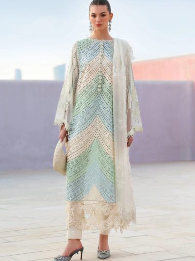 Luxury Lawn Heavy Embroidered Boring Chicken kari Dress With 4 Sided Embroidered Chiffon Dupatta (Unstitched ) (ST482)