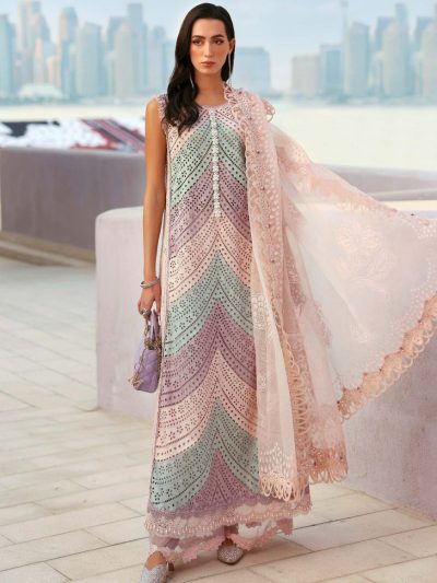 Luxury Lawn Heavy Embroidered Boring Chicken kari Dress With 4 Sided Embroidered Chiffon Dupatta (Unstitched ) (ST483)
