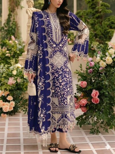 Cotton Lawn Heavy Embroidered Dress With Chiffon Embroidered Dupatta (Unstitched) (ST487)