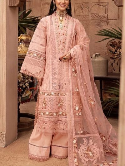 Cotton Lawn Heavy Embroidered Dress With Chiffon Embroidered Dupatta (Unstitched) (ST489)
