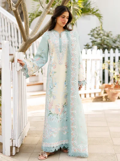 Heavy Embroidered Lawn Dress With 4-Sided Chiffon Embroidered Dupatta (Unstitched) (ST484)