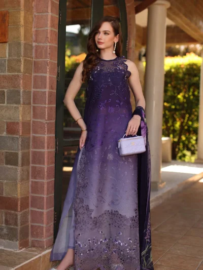 Noor By Sadia Asad Double Shaded Printed Lawn Dress 4-Sided Embroidered Chiffon Dupatta (Unstitched) (ST488)