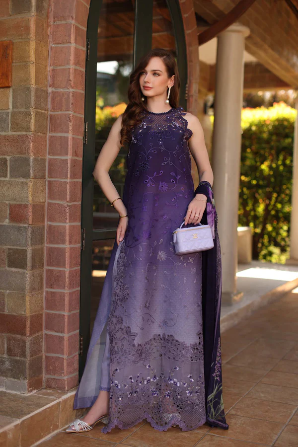 Noor By Sadia Asad Double Shaded Printed Lawn Dress 4-Sided Embroidered Chiffon Dupatta (Unstitched) (ST488)