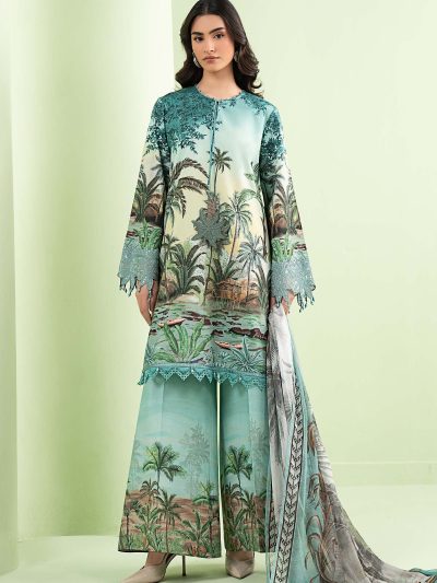M Print Embroidered Lawn Dress With 4 Sided Chiffon Embroidered Dupatta (Unstitched) (ST485)