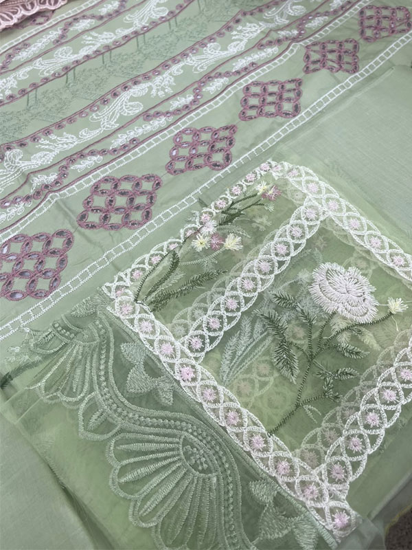Crimson Hit Design Lawn Chicken Karri Embroidered Dress With Chiffon 4 Sided Heavy Embroidered Dupatta (Unstitched) (ST366) (Copy) - Image 4