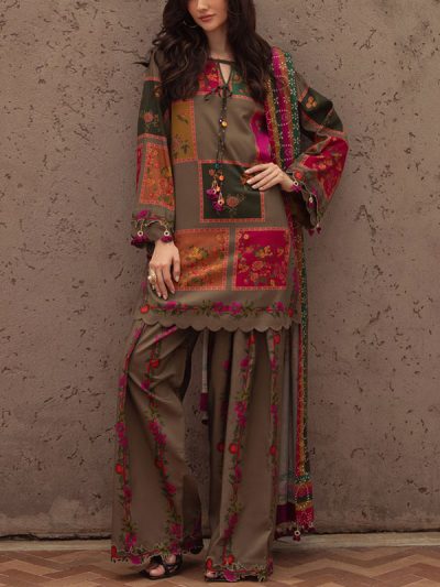 3 PCs Digital Printed Lawn Dress With Printed Lawn Dupatta (Unstitched) (ST495)