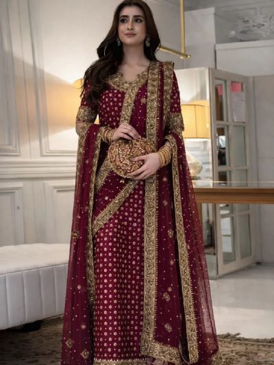 Haris Shakeel Addawork Formal Wedding Collection-Aisha Margenta (Unstitched) (ST504)
