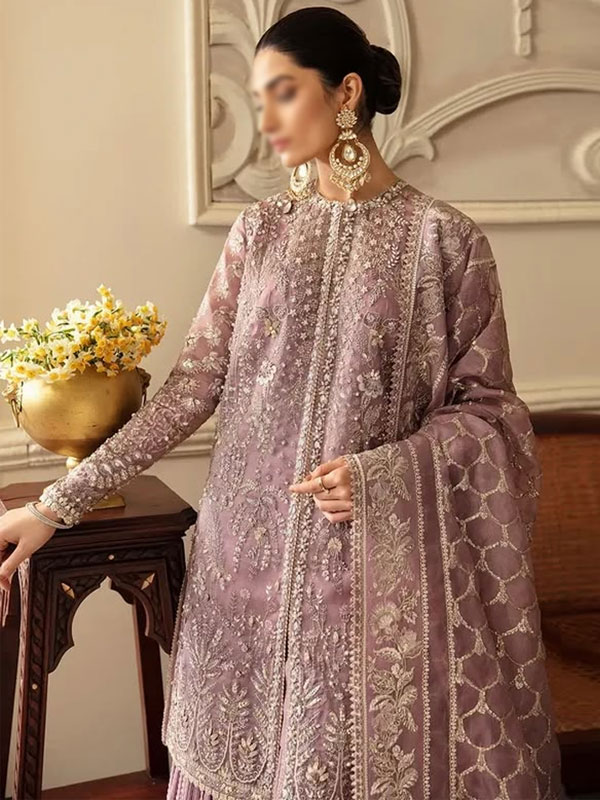 ORGANZA Heavy Hand Work Embroidered Wedding Dress With Organza Heavy Embroidered Dupatta With Inner (Unstitched) (ST512) - Image 2