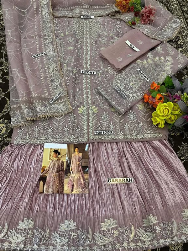 ORGANZA Heavy Hand Work Embroidered Wedding Dress With Organza Heavy Embroidered Dupatta With Inner (Unstitched) (ST512) - Image 3