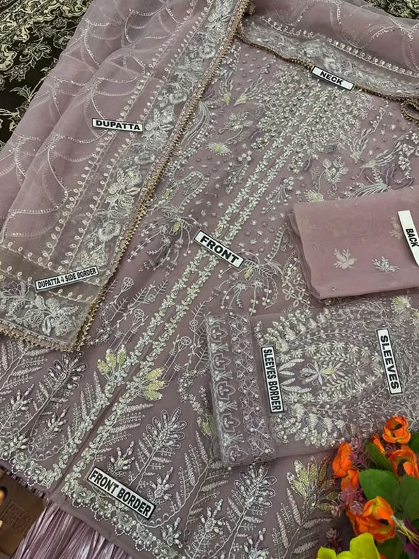 ORGANZA Heavy Hand Work Embroidered Wedding Dress With Organza Heavy Embroidered Dupatta With Inner (Unstitched) (ST512) - Image 4