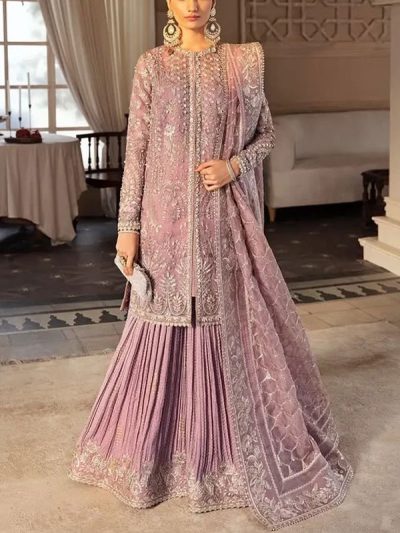 ORGANZA Heavy Hand Work Embroidered Wedding Dress With Organza Heavy Embroidered Dupatta With Inner (Unstitched) (ST512)