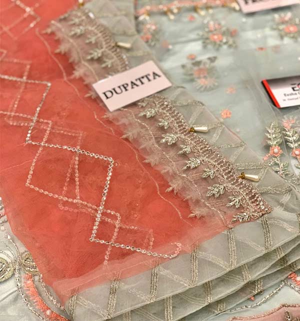 Luxury Heavy Embroidered Net Bridal Dress with Embroidered Net Dupatta (UnStitched) (ST523) - Image 4