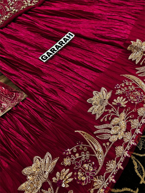 SORAYA Organza Heavy Hand Work Embroidered Wedding Dress With Organza Heavy Embroidered Dupatta With Inner (Unstitched) (ST522) - Image 4