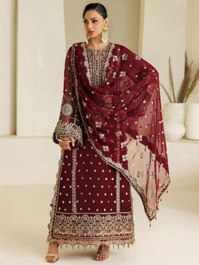 ALIZEH Chiffon Heavy Embroidered Dress With Chiffon Embroidered Dupatta (Unstitched) (ST520)