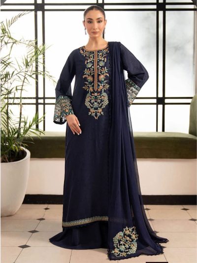 Elegant Chiffon Heavy Embroidered Party Wear Dress With Chiffon Embroidered Dupatta (Unstitched) (ST527)