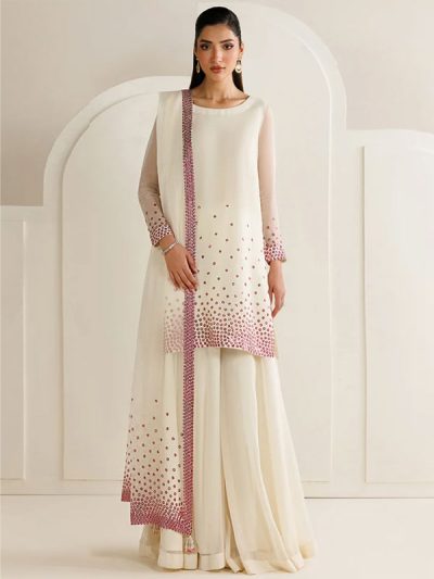 JAZMIN Heavy Embroidered Chiffon Dress With Embroidered Chiffon Dupatta (Unstitched) (ST525)