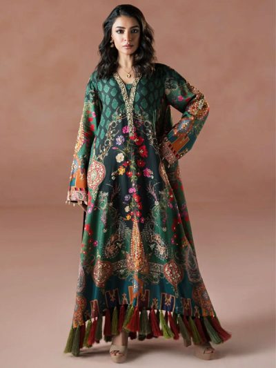 Viscous Slub Digital Printed Long Kaftan Shirt (Unstitched) (ST529)
