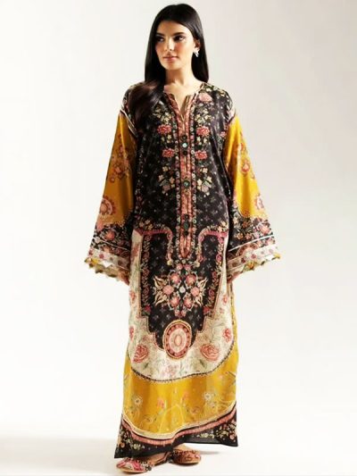Digital Printed Long Shirt Ethnc Kaftan Viscous Slub (Unstitched) (ST530)